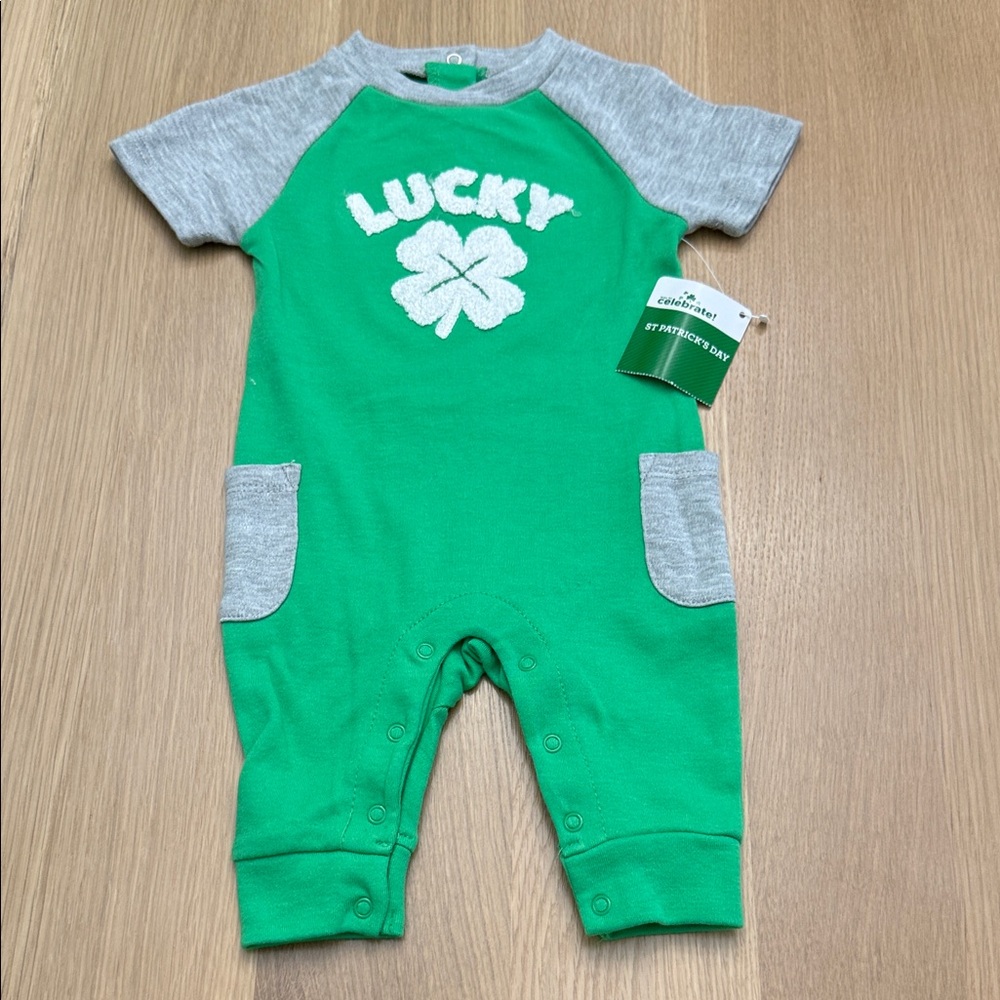 Lucky Green and Gray Kids One Piece